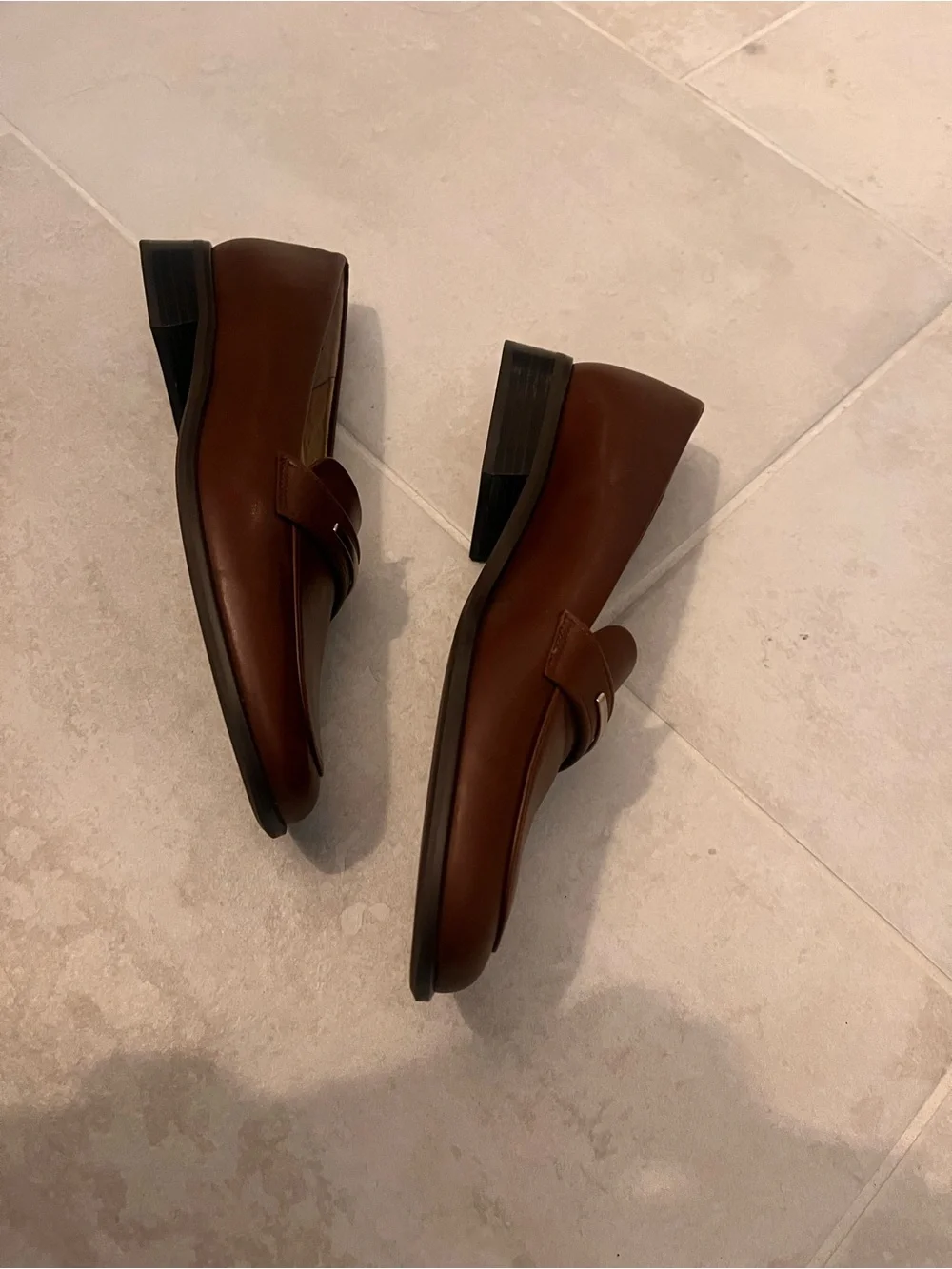 Etienne Aigner Brown Leather Penny Loafers with Silver Accent 8